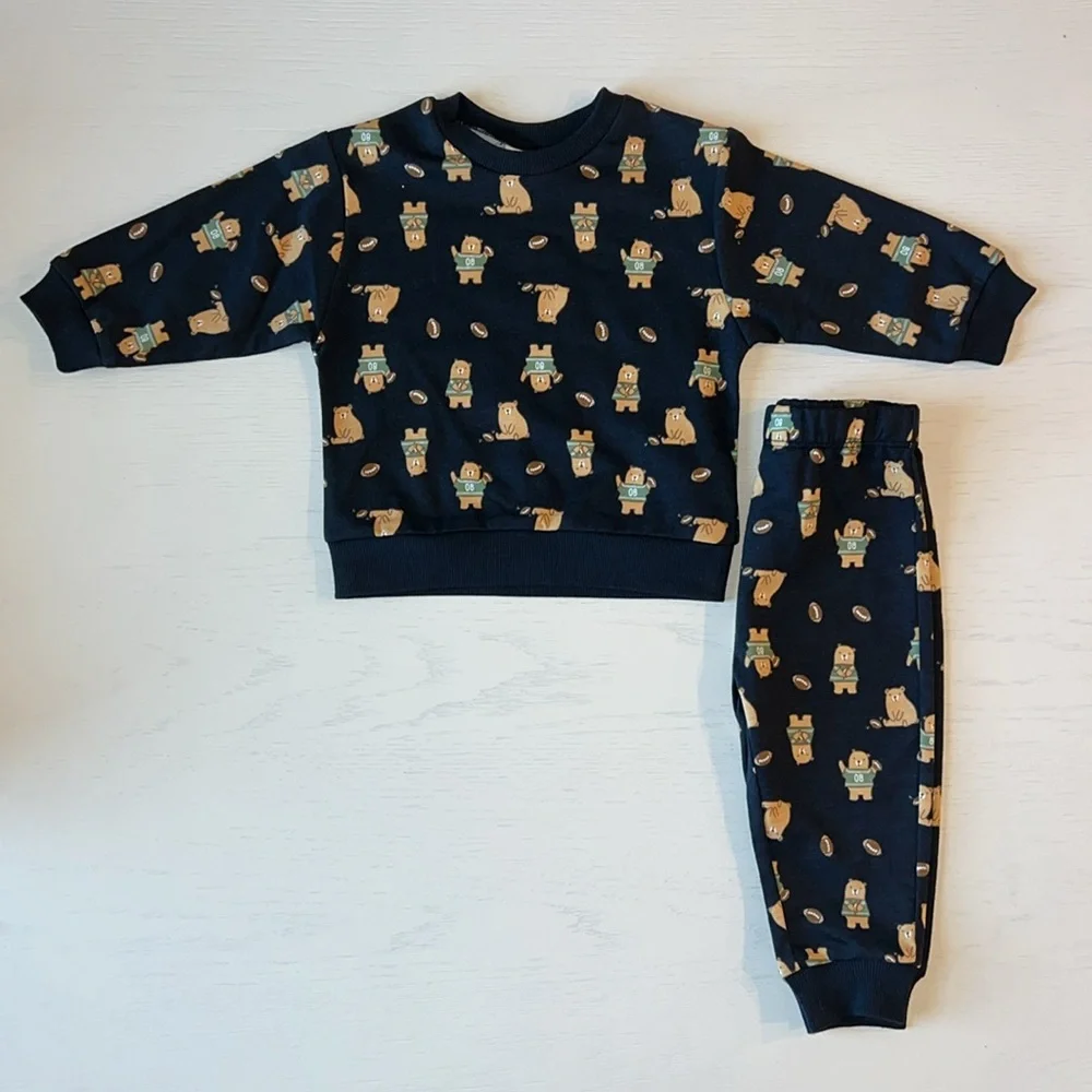 Petit Lem Baby Boy 5 Piece Football Bear Set 18 months